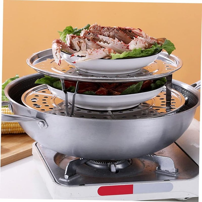 Ciieeo 2pcs Stainless Steel Steaming Rack Compact Design for Fish Veggies Even Cooking - Image 4